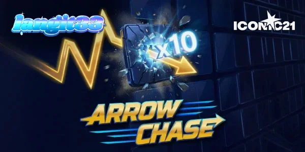 Tampilan antarmuka permainan Arrow Chase dengan grid multiplier dan panah dinamis.